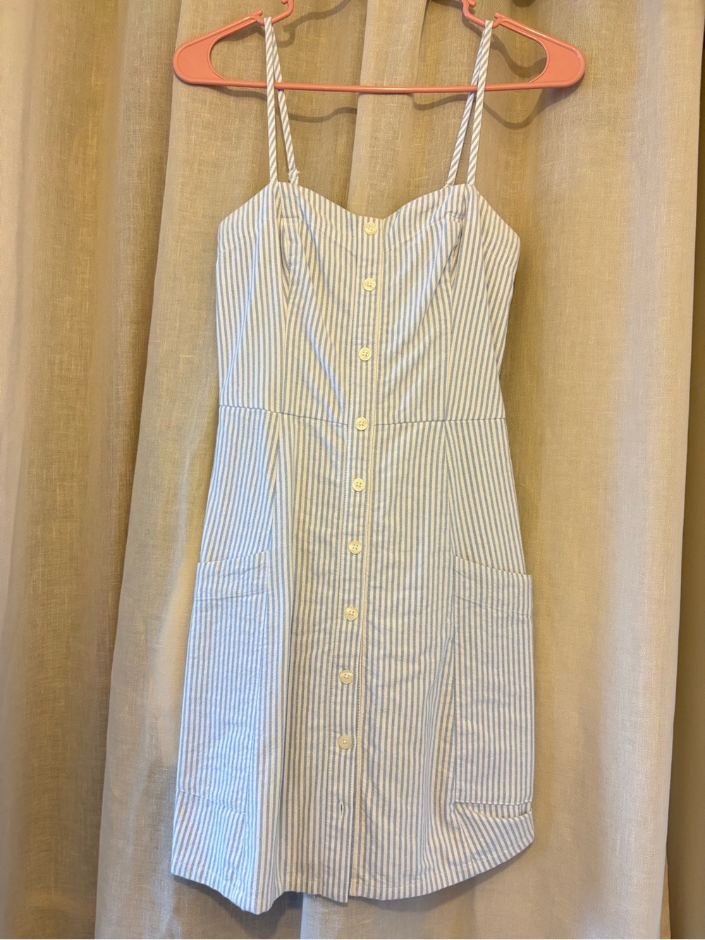 Abercrombie & Fitch Blue and White Striped Button-Front Mini Dress